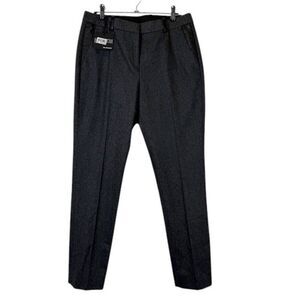 NWT The Kooples Wool & Lamb Leather Brushed Flannel Trousers Charcoal Size Small